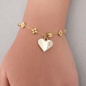 Gold Heart LV Charm Bracelet *Upcycled*